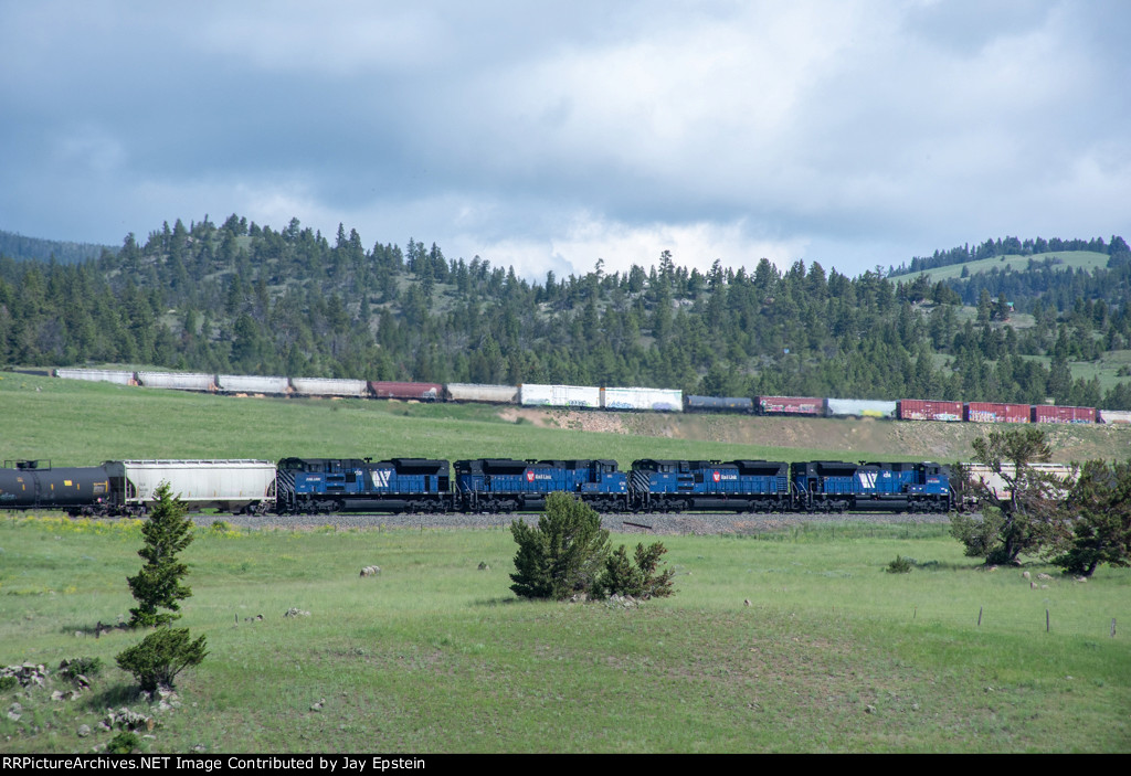 Westbound Helpers and an Eastbound Manifest on Mullan Pass